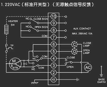 220VAC標(biāo)準(zhǔn)開(kāi)關(guān)型<a href='http://m.dexa.com.cn/Product/diefa/diandongdiefa/' target='_blank'>電動(dòng)<a href='http://m.dexa.com.cn/Product/diefa/' target='_blank'>蝶閥</a></a>接線(xiàn)圖