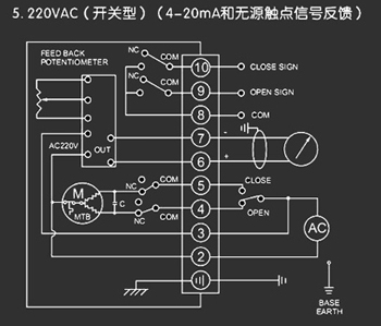 220VAC開(kāi)關(guān)型<a href='http://m.dexa.com.cn/Product/diefa/diandongdiefa/' target='_blank'>電動(dòng)<a href='http://m.dexa.com.cn/Product/diefa/' target='_blank'>蝶閥</a></a>接線(xiàn)圖