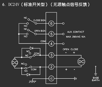 ＤＣ24Ｖ標(biāo)準(zhǔn)開(kāi)關(guān)型<a href='http://m.dexa.com.cn/Product/diefa/diandongdiefa/' target='_blank'>電動(dòng)<a href='http://m.dexa.com.cn/Product/diefa/' target='_blank'>蝶閥</a></a>接線(xiàn)圖